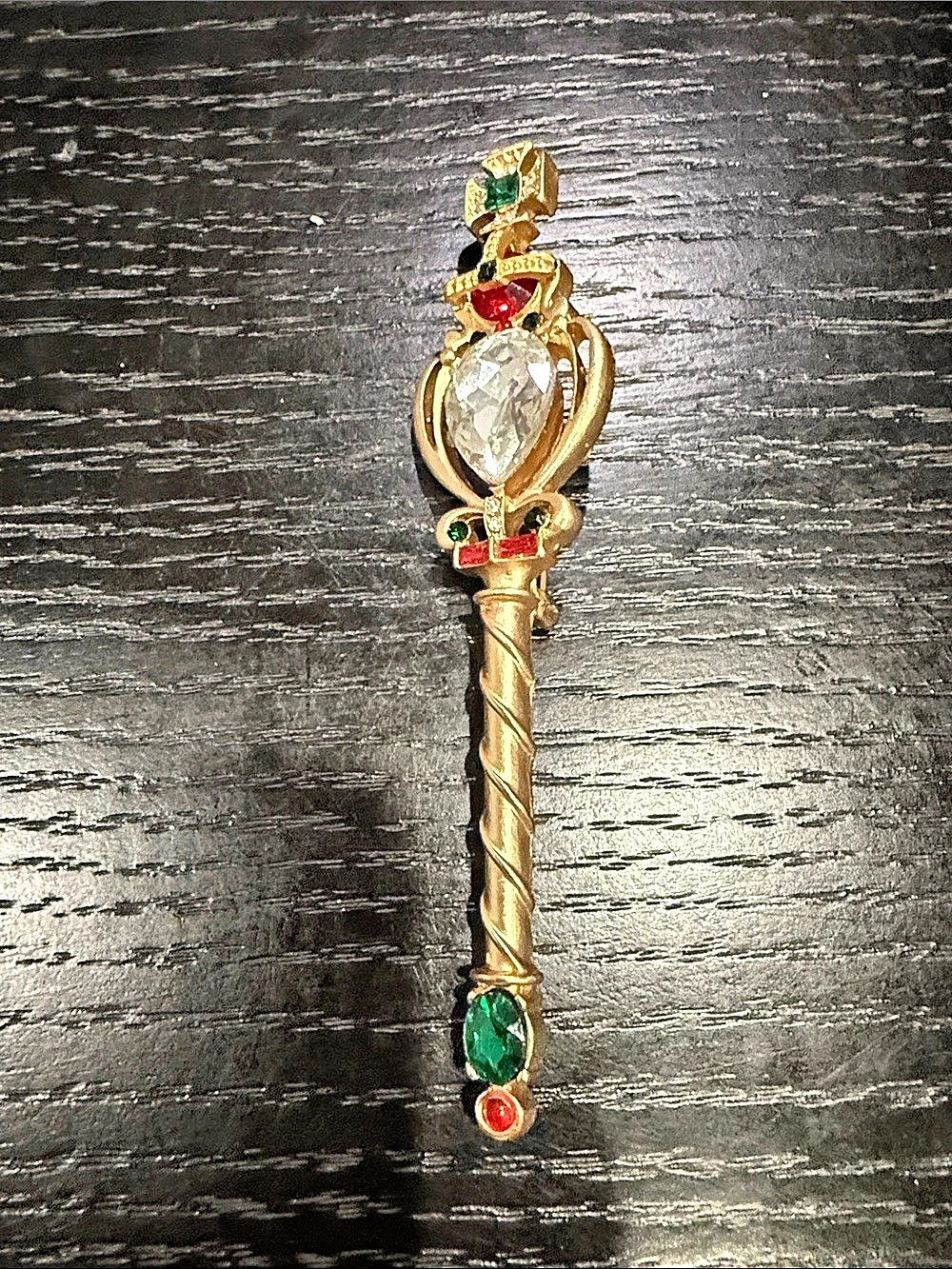 Gold & Green Statement Brooch scepter